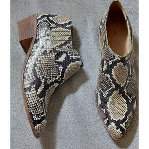 Madewell Womens Chelsea Ankle Boots Size 8.5 Brown Snake Embossed Leather Low